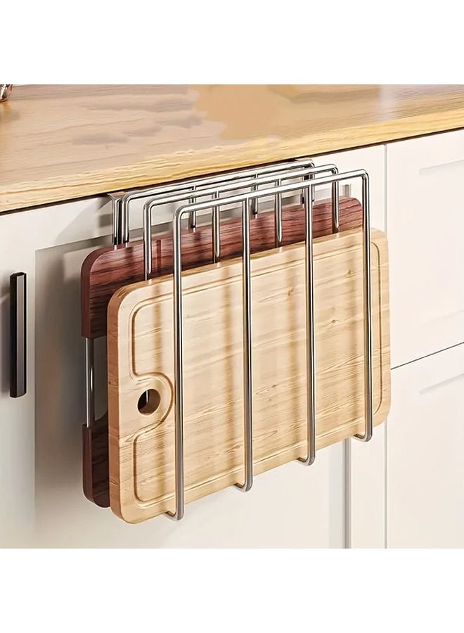 Black Metal Cabinet Door Storage Rack With Hooks For Kitchen Utensils - Image 4